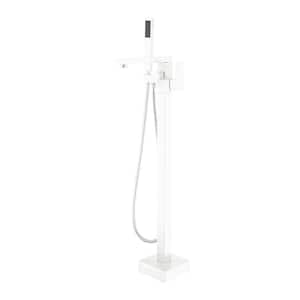 Single-Handle Freestanding Tub Faucet with Hand Shower in White