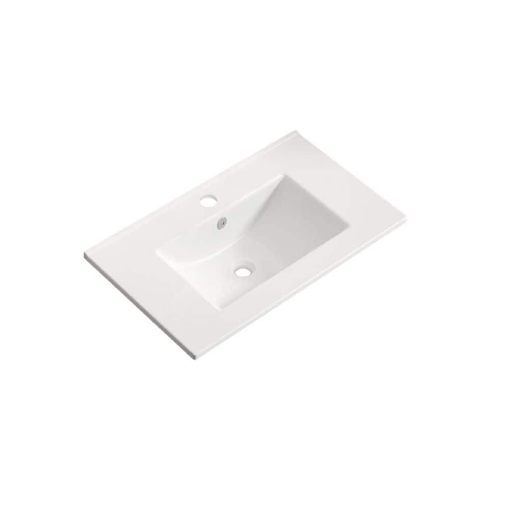 30 in. x 18 in.  White Ceramic Rectangular Bathroom Vessel Sink, Bathroom Single Vanity Top with Overflow (Sink Only) price history on PriceWatchPro
