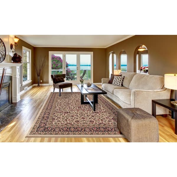 Jewel Kashan Ivory/Black 3 ft. x 4 ft. Area Rug
