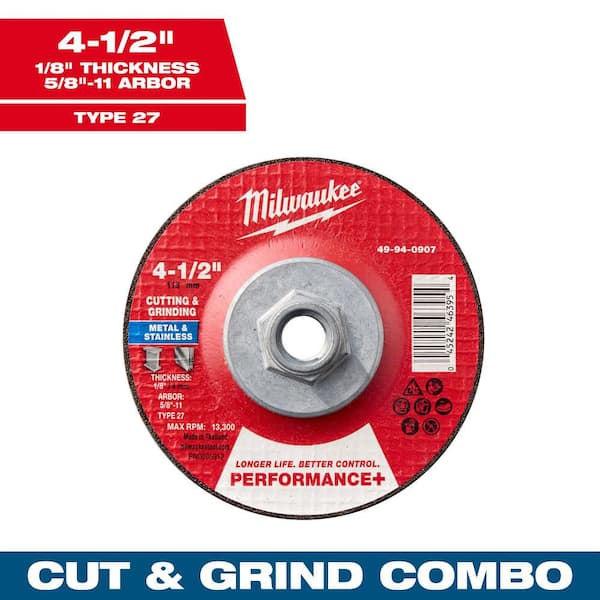4-1/2 in. x 1/8 in. x 5/8-11 in. Performance Plus Dual Metal Cut & Grind Wheel-Type 27