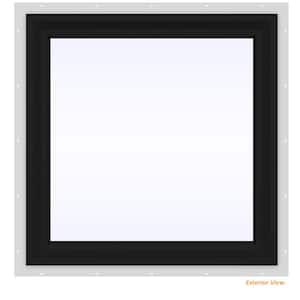 24 in. x 24 in. V-2500 Series Bronze Exterior/White Interior FiniShield Vinyl Picture Window w/ Low-E 366 Glass