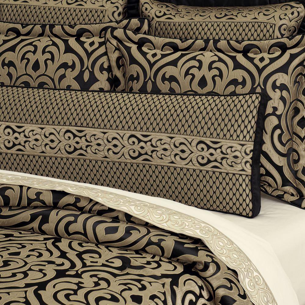 Blythe Black and Gold Box Throw Pillow with Trim
