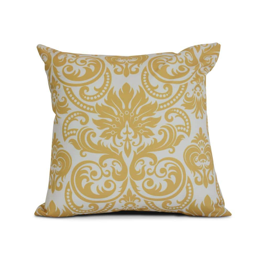 Alexys Floral Print Throw Pillow In Gold Pf832ye3-16 - The Home Depot