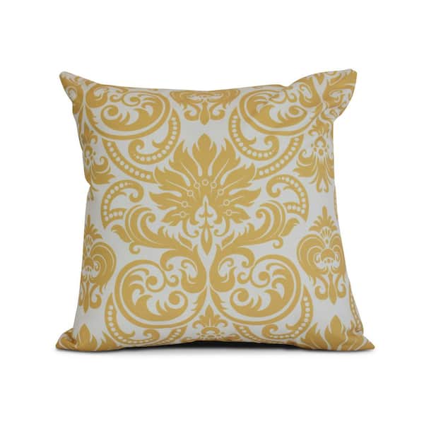 Unbranded Alexys Floral Print Throw Pillow in Gold