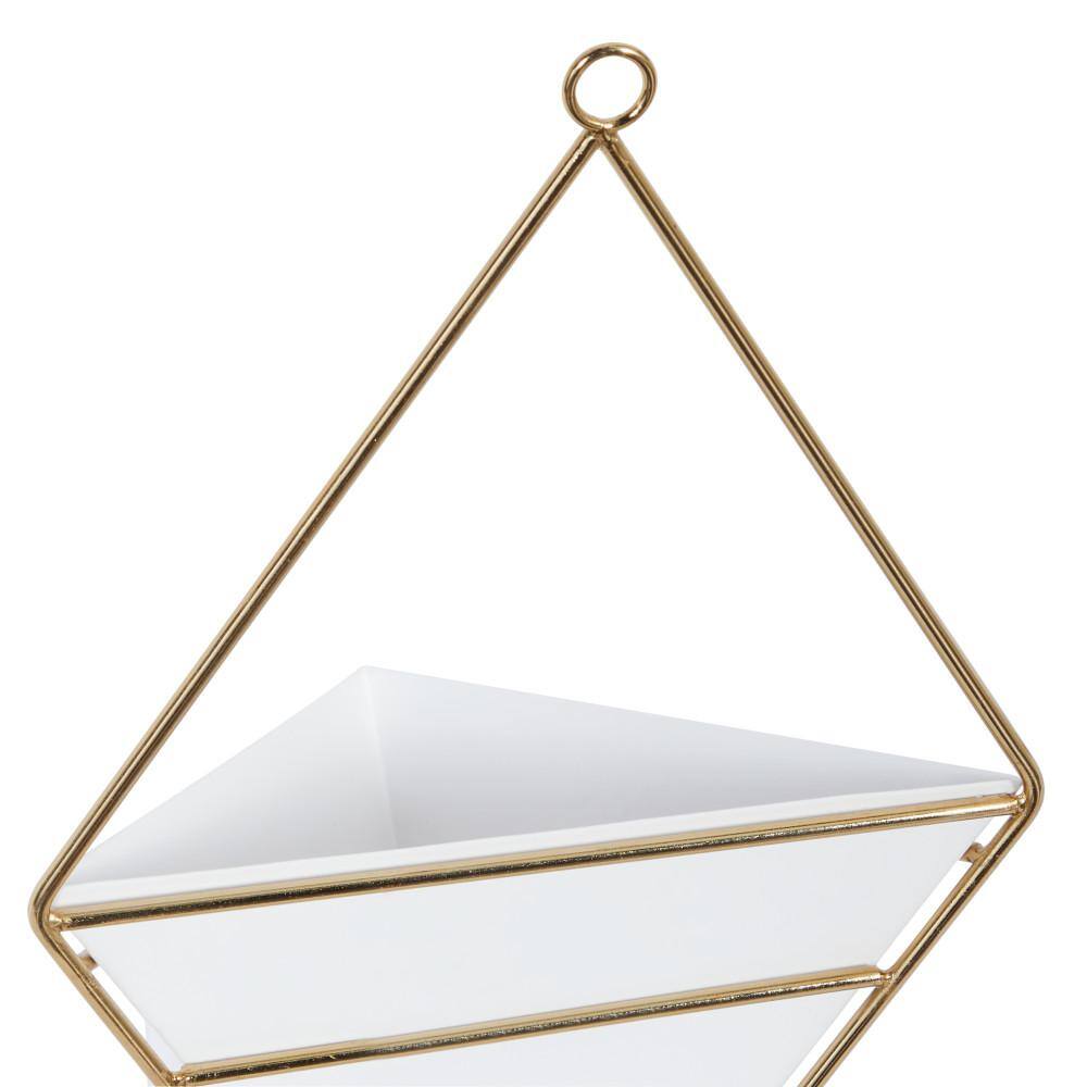 Set of 2 White Metal Geometric Hanging Planters