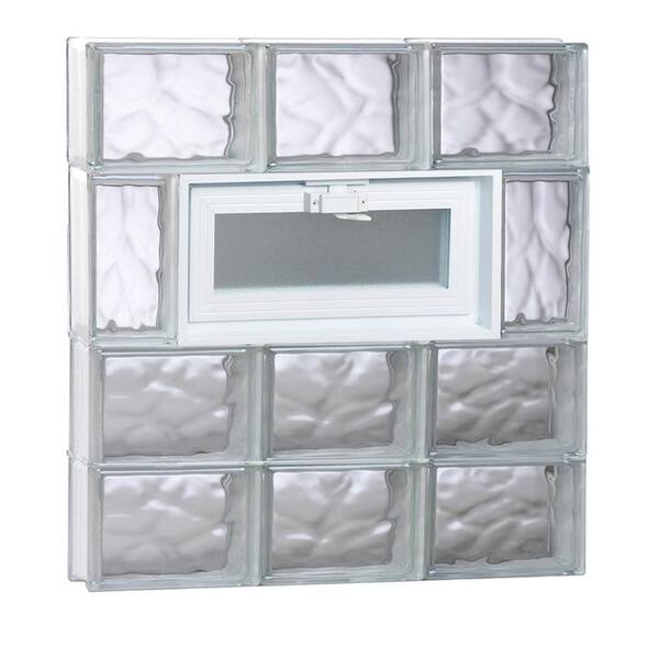 Clearly Secure 23.25 in. x 25 in. x 3.125 in. Frameless Wave Pattern Vented Glass Block Window