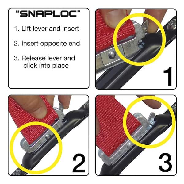 Snap-Loc 1 in. x 8 ft. S-Hook Cam Strap with Hook & Loop Storage Fastener - Pack of 2