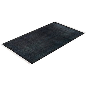 Black 3 ft. 1 in. x 5 ft. 3 in. Fine Vibrance One-of-a-Kind Hand-Knotted Area Rug