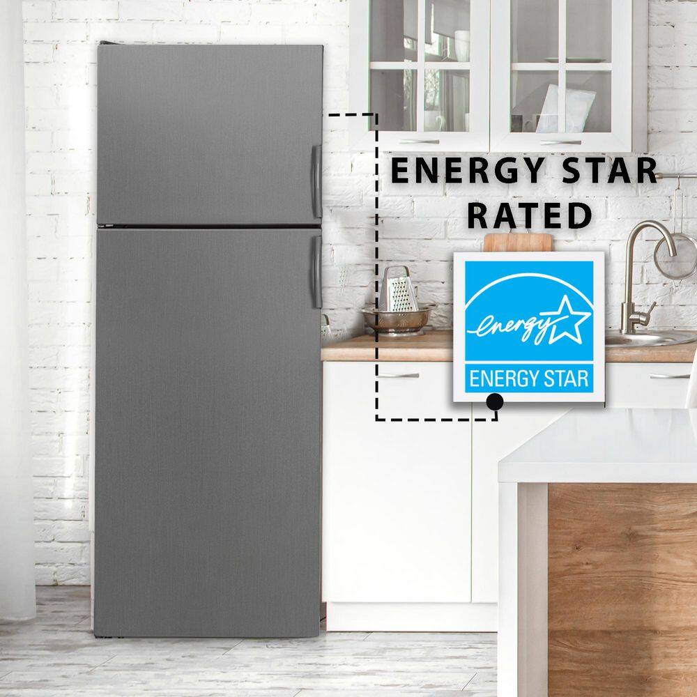 Equator Stainless Steel Energy Star Refrigerator-Freezer with Adjustable Shelves