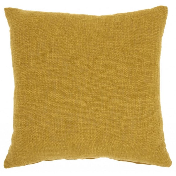 HomeRoots Jordan Mustard Solid Cotton 18 in. x 18 in. Throw Pillow