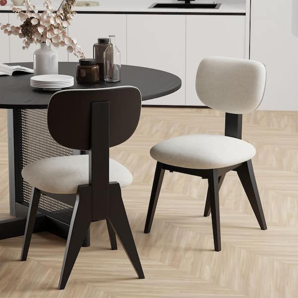 Lirago Upholstered Dining Chair with Black Legs, Set of 2