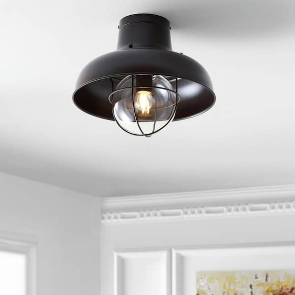 JONATHAN Y Cameron 13 in. Oil Rubbed Bronze Metal LED Semi-Flush Mount