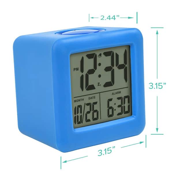 Equity by La Crosse Digital Blue Silicone Cube Alarm Clock with On