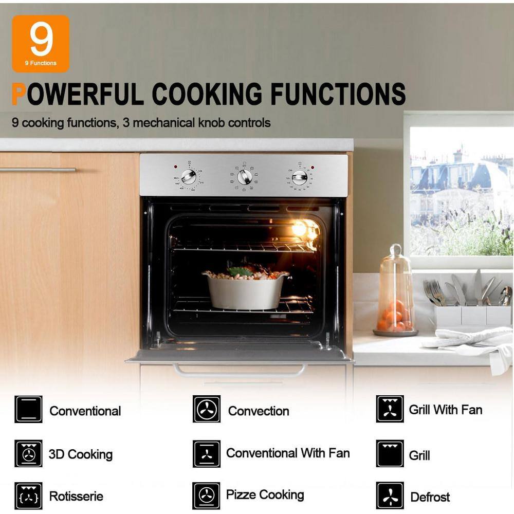 24-Inch Stainless Steel Convection Wall Oven with Rotisserie