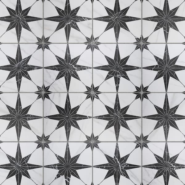 Merzoni Star Marquina 17-7/8 in. x 17-7/8 in. Porcelain Floor and Wall Tile (11.25 sq. ft./Case)