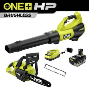 ONE+ HP 18V Brushless 10 in. Cordless Battery Chainsaw, 510 CFM Blower with Extra Chain and 6.0 battery and charger