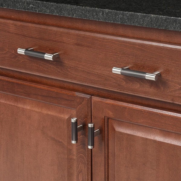 Esquire 3 in. or 3-3/4 in. (76mm or 96mm) Modern Satin Nickel/Oil-Rubbed Bronze Bar Cabinet Pull