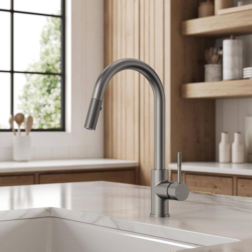 Single-Handle Pull-Down Sprayer Kitchen Faucet with Spout Swivel 15.7 in. H 360° Spout Swivel in Brushed Nickel price history on PriceWatchPro
