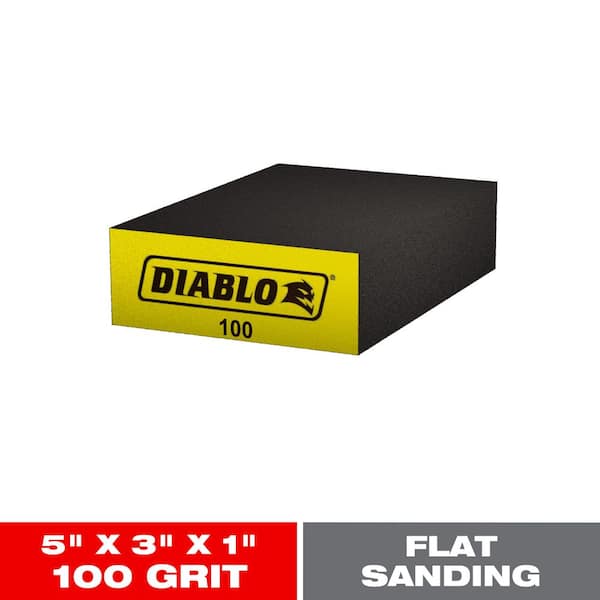 DIABLO 5 in. x 3 in. x 1 in. 100-Grit Large Flat Sanding Sponge