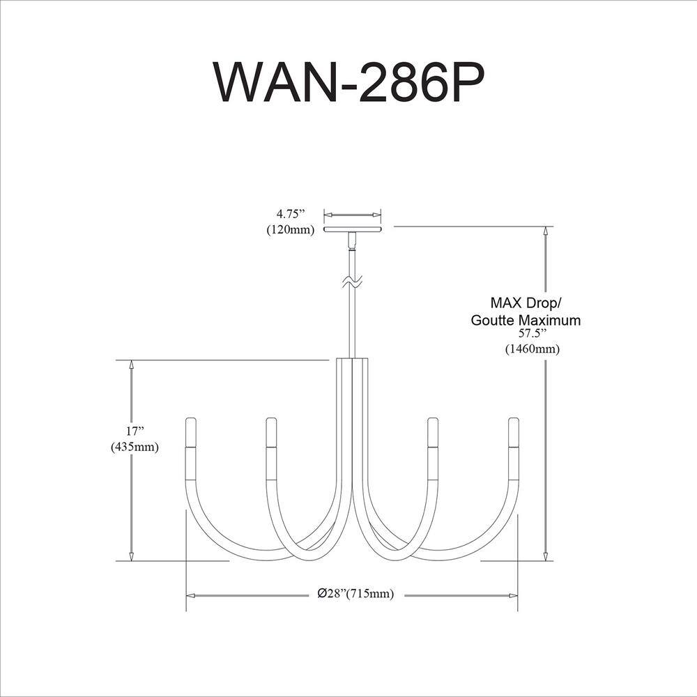 Wand 6-Light Matte Black Modern Candle-Style Chandelier