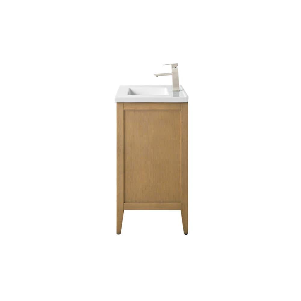 Natural Oak 30" Single Sink Bathroom Vanity with Ceramic Top