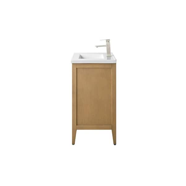 30 in. W x 18.5 in D x 34 in. H Single Sink Bathroom Vanity Cabinet in Natural Oak with Ceramic Top