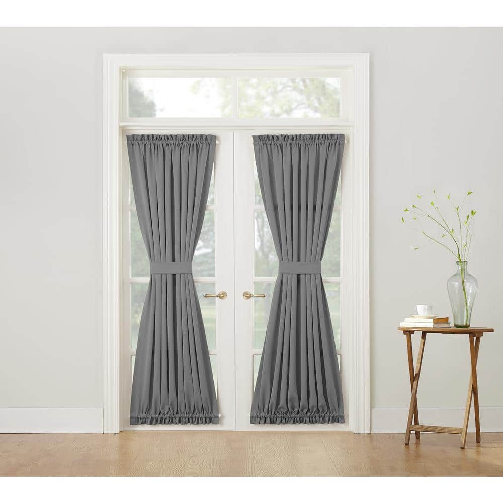 Sun Zero Grey Solid Rod Pocket Room Darkening Curtain 54 In W X 72 In L 48678 The Home Depot