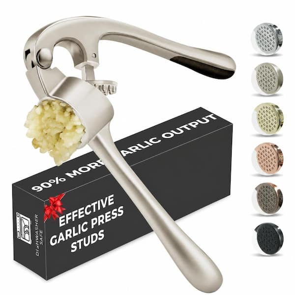 Imperial Silver Stainless Steel Garlic Press with 37 Studs for Peeled and Unpeeled Cloves, Rust-Proof