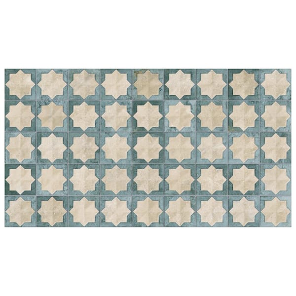 Merola Tile Tetuan Astre Arena Aqua 7-1/4 in. x 6 in. Porcelain Wall Take Home Tile Sample