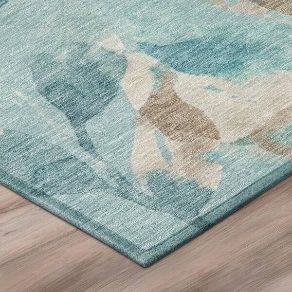Chantille Machine Washable Indoor/Outdoor Abstract ACN2960 Spa 8 ft. x 8 ft. Round Rug