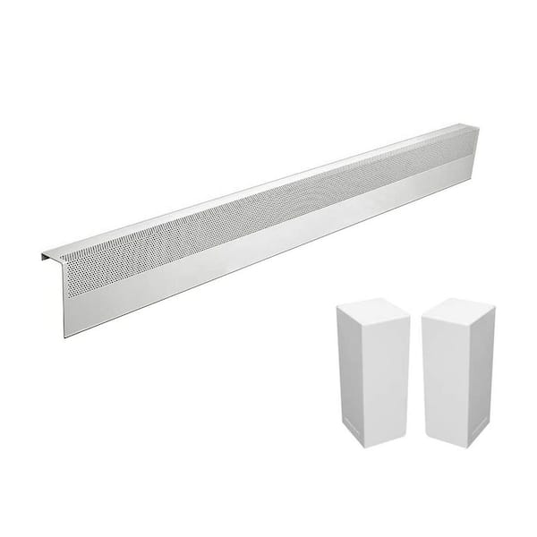 Baseboarders Basic Series 5 ft. Galvanized Steel Easy Slip-On Baseboard Heater Cover, Left and Right Endcaps [1] Cover, [2] Endcaps
