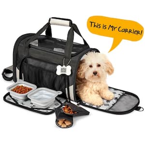 Pet Carrier Plus with Feeding System in Black