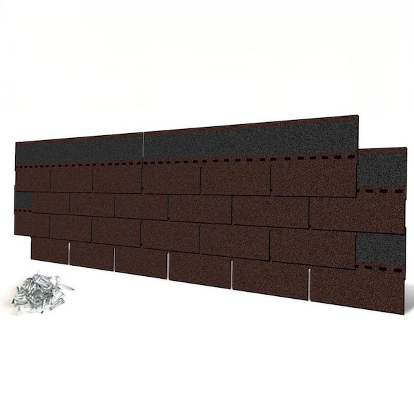 NVNOO 39.4 in. x 13.1 in. 3-Tab Asphalt Roofing Shingles for Storage Shed, Architectural, Residential, Garage, Red (8-Pack)