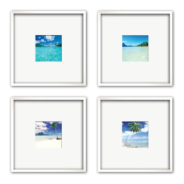 PTM Images 13 in. x 13 in. "Blue Frontier" Matted Framed Wall Art (4-Piece)