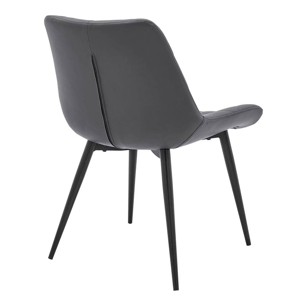 Loralie Contemporary Gray Faux Leather & Black Metal Side Chairs