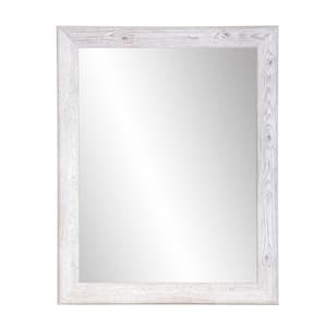 26 in. W x 28 in. H Farmhouse Off-White Brown Grain Rectangle Framed Wall Mirror