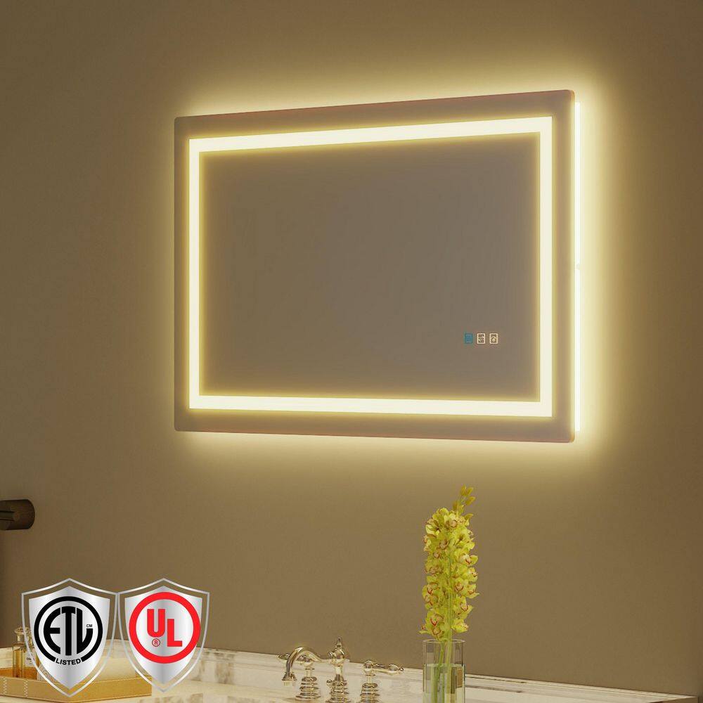 40 in. W x 24 in. H Rectangular Frameless Anti-Fog LED Light Wall Bathroom Vanity Mirror with Backlit and Front Light price history on PriceWatchPro