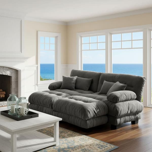 Homy Casa MINH 94.4 in. Pillow Arm 4-piece Chenille Modular