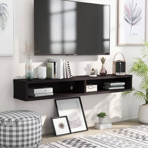 tæt køn Gør alt med min kraft Furniture of America Evaine 60 in. Cappuccino Wood Floating TV Stand Fits  TVs Up to 66 in. with Wall Mount Feature IDI-182295 - The Home Depot