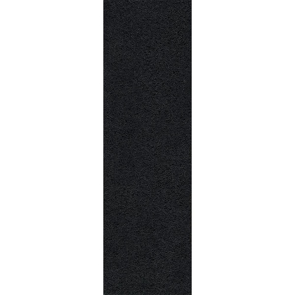 Tayse Rugs Jersey Shag Solid Dark Gray 2 ft. x 8 ft. Indoor Runner Rug
