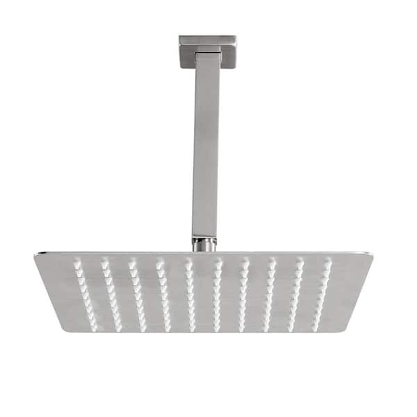 Unbranded 1-Spray Pattern/2.5 GPM 12 in. Ceiling Mount Rain Fixed Shower Head, High Pressure Rain Shower Head in Brushed Nickel