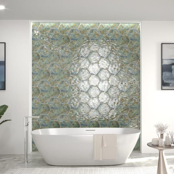Gaudi React Hex Ocean 9 in. x 10 in. Porcelain Floor and Wall Tile (6.89 sq. ft./Case)