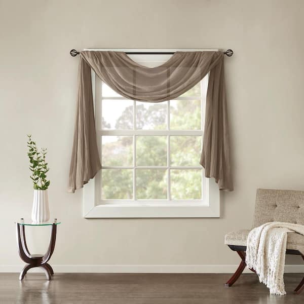 Kaylee 144 in. L x 42 in. W Taupe 100% polyester Sheer Window Scarf