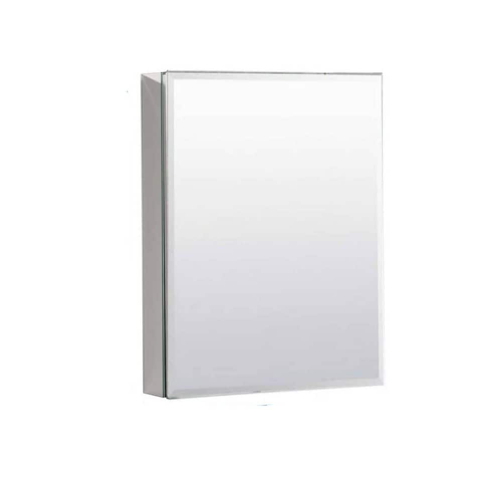 20 in. W x 26 in. H Silver Recessed/Surface Mount Medicine Cabinet with Mirror, Beveled Edges