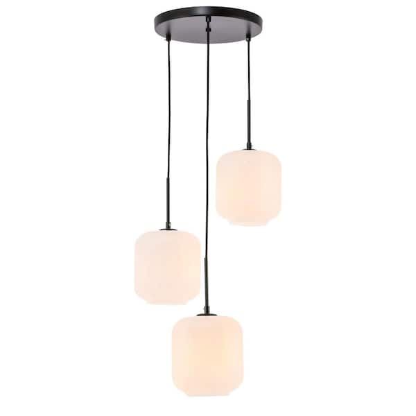 Unbranded Timeless Home Conor 3-Light Black Pendant with Frosted Glass Shade