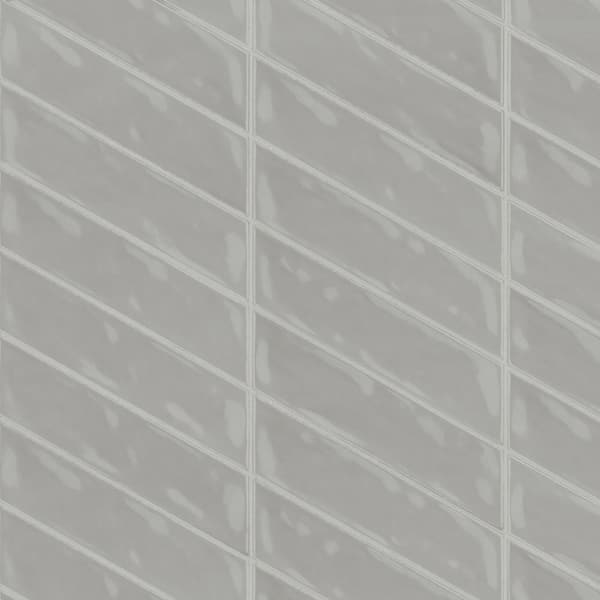 Bedrosians Sorrento Chevron 2 in. x 10 in. Glossy Grigio Ceramic Floor and Wall Tile (3.26 sq. ft./Case)