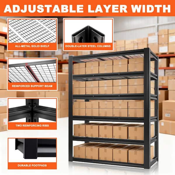 Siavonce 6-Tiers Heavy Duty Metal Adjustable Garage Household
