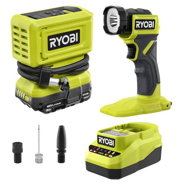 ONE+ High Pressure Inflator Kit with 2.0 Ah Battery, Charger, and Cordless LED Light