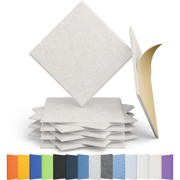 12-Pack Self-Adhesive Acoustic Panels, High-Density Soundproof Foam, 0.4" x 11.8" x 11.8", Beige