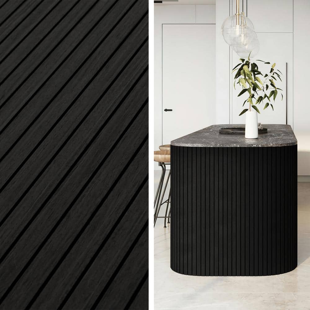 Black Vinyl Shiplap Acoustic Wall Paneling, 8-ft Length